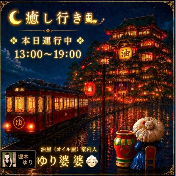 🌙 癒し行き本日15:00～ 🚃𓈒𓂂𓏸堀本 ✨