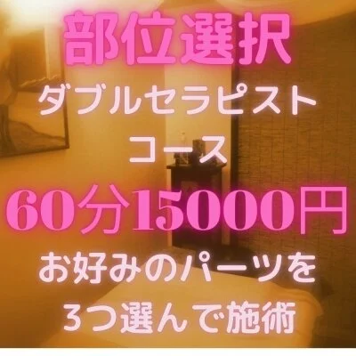 60分部位選択ダブルセラピストコース 60分部位選択ダブルセラピストコース