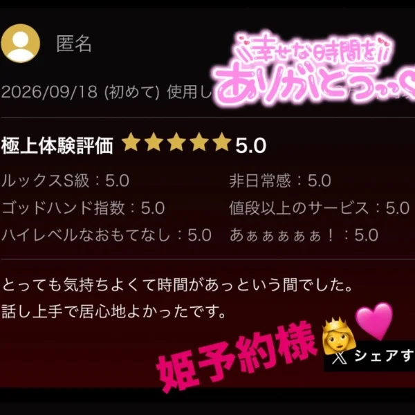 直近昨日頂いた口コミ♡♡♡