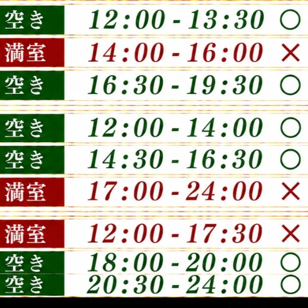 空き状況6/6時点