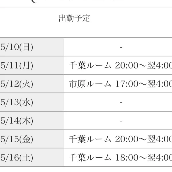 今週のシフトです