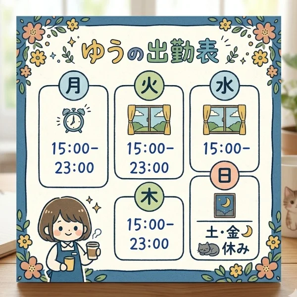 来週のシフト予定👐🏻
