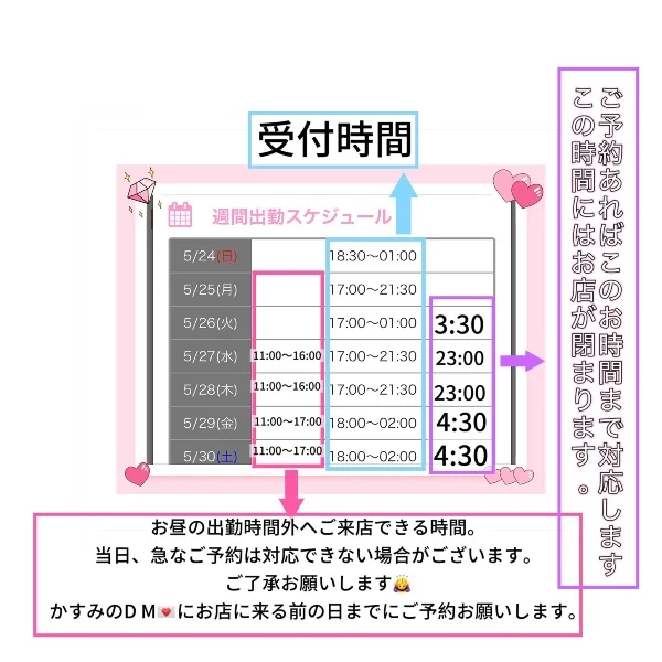 営業時間の見方について❤️