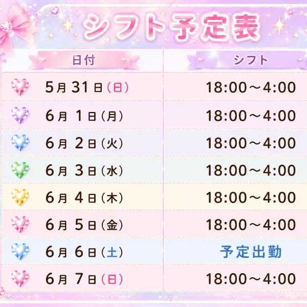 今週のシフト