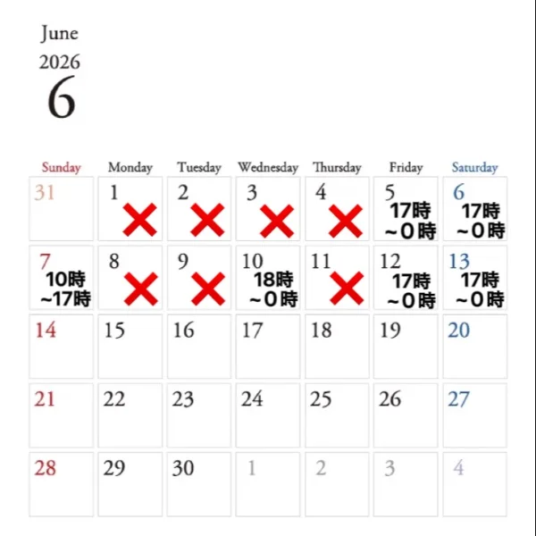 ６月の出勤です🗓️