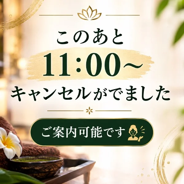 本日、9/20(日)11:00〜キャンセルが出ました❗️