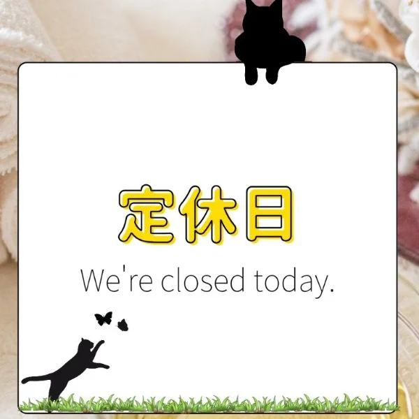 【本日はお休みです／明日のご案内：13時〜16時／19時〜】