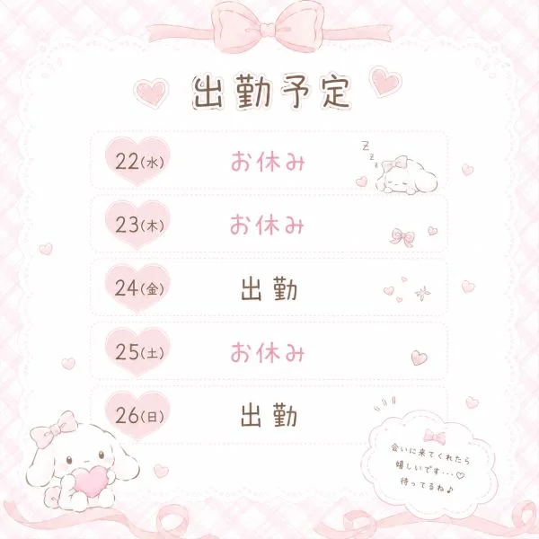 ざっくりとした予定です💦