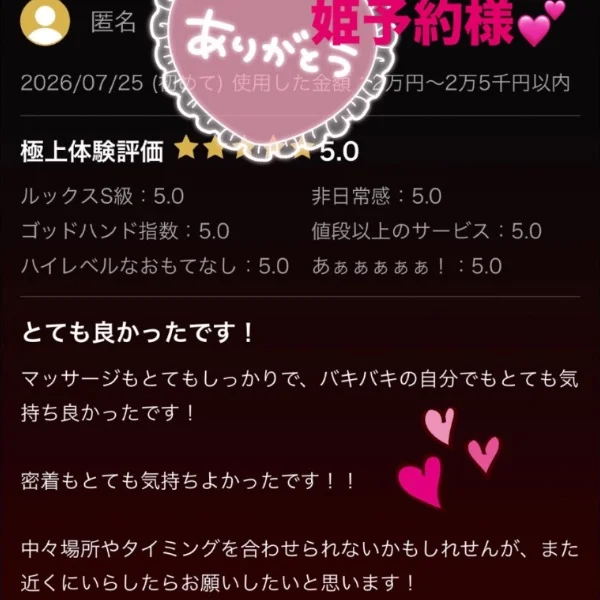 直近で頂いた口コミ♡♡♡