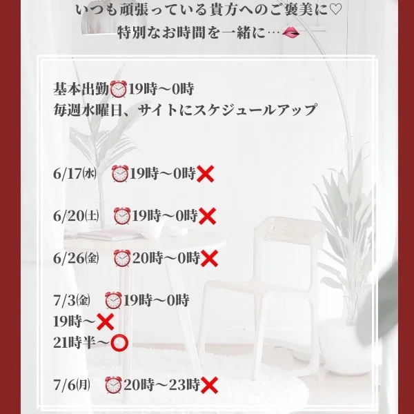 決まってる出勤予定☆
