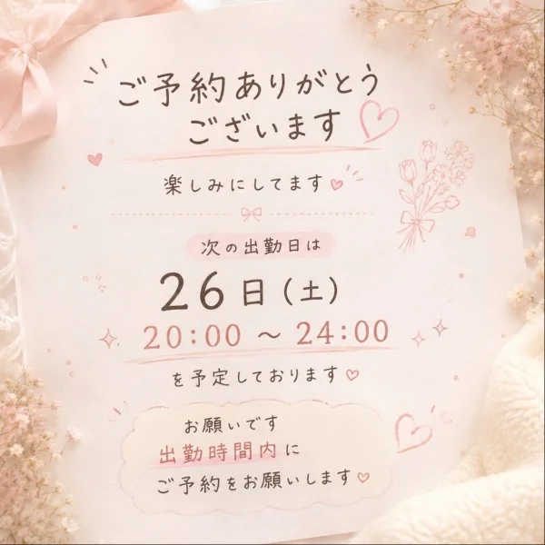 ご予約ありがとうございます♡