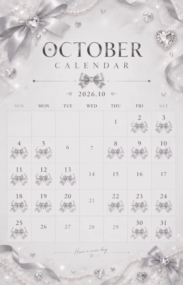 10月出勤予定🗓️