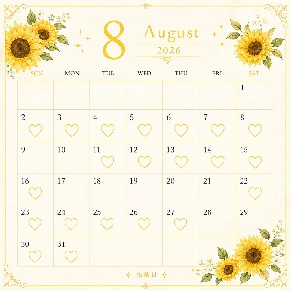 🌻8月出勤日🌻